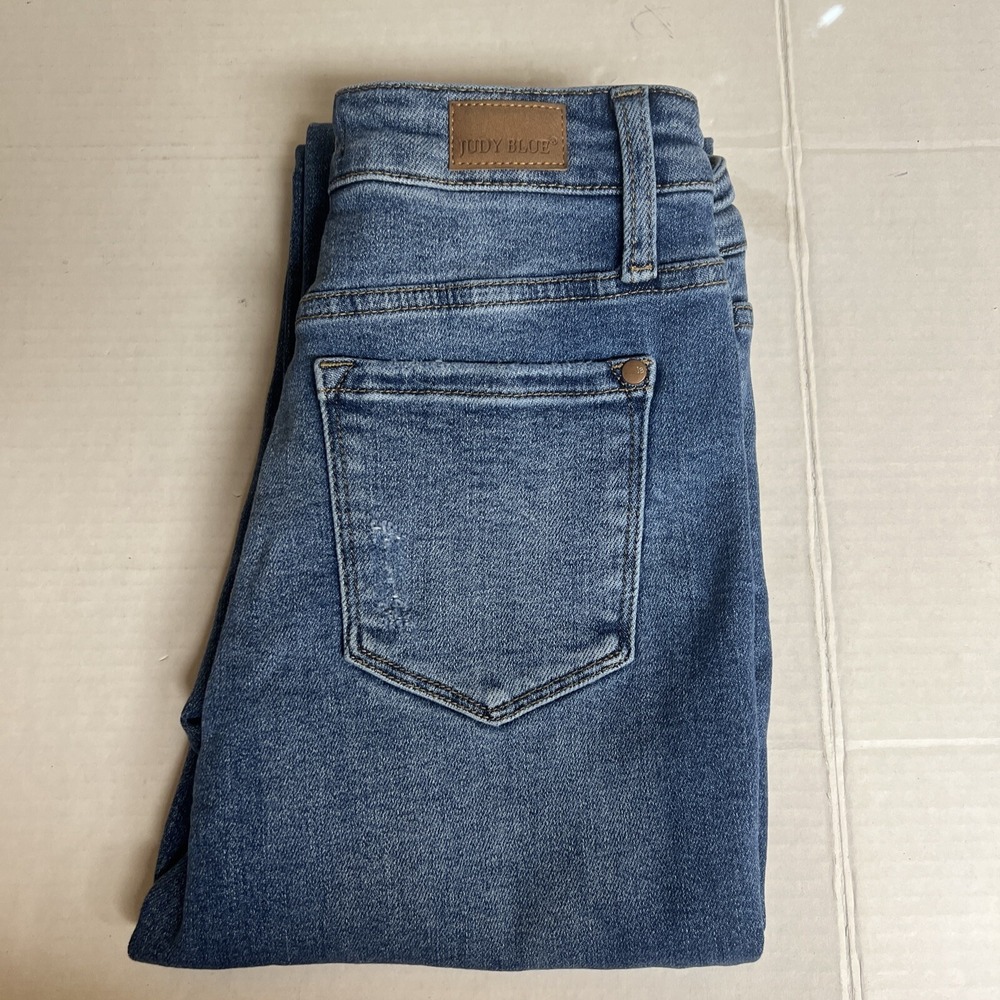 Judy Blue Jeans Womens0/24 Howdy Boyfriend‎  JB88108MD Raw Hem High Rise